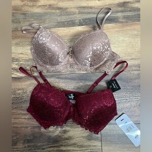 Rene Rofe 2 bras size 36c floral lace Demi push up